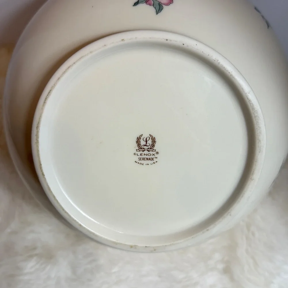 Lenox Serenade Globe Vase 24K Gold Trim Pink Flowers Bird ~ Vintage Hand Painted